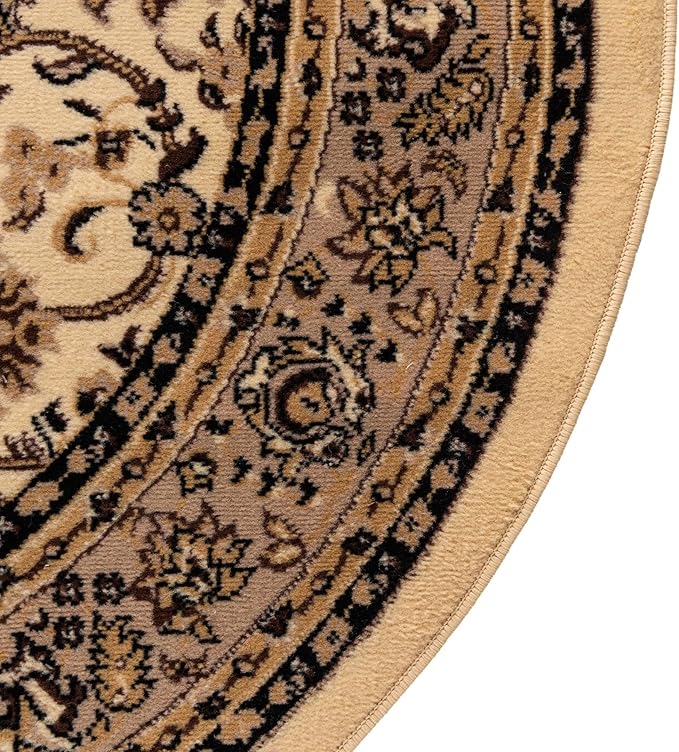 Unique Loom Sialk Hill Collection Area Rug - Washington (4' 1" Round Ivory/Black)