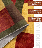 YIHOUSE Red and Green Runner Rug 2x6 for Hallway, Burgundy Farmhouse Vintage Rugs Washable,Burnt Orange Area Rug Non Slip,Geometric Boho Area Rug for Kitchen