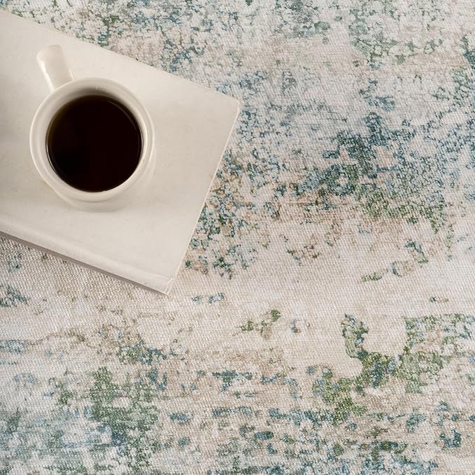 Dash & Albert Blaire Mineral Machine Washable Rug, 6 X 9 Feet, Multicolored/Blue Graphic Pattern
