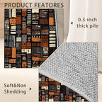 African Style Brown Orange Area Rug for Living Room, Non-Slip Backing Low Pile Modern Abstract Rug for Indoor Use, 3x5 Washable Carpet
