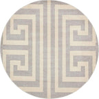 Unique Loom Athens Collection Classic Geometric Modern Border Design Area Rug (8' 0 x 8' 0 Round, Gray/ Beige)