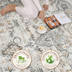 9x12 Area Rug Living Room: Washable Boho Large Neutral Vintage Soft Rugs Stain Resistant Distressed Farmhouse Non-Slip Indoor Floor Carpet for Bedroom Nursery Kids Office Dining Room- Taupe
