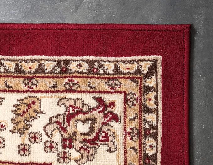 Unique Loom Sialk Hill Collection Area Rug - Washington (9' 10" x 13' 1" Rectangle Burgundy/Cream)