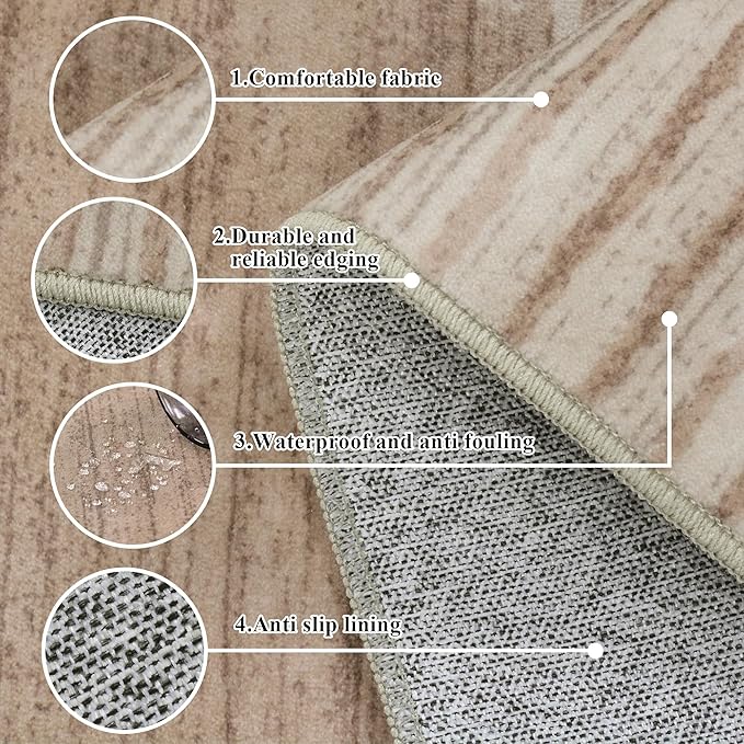 HelloTree Area Rug 3x5 Geometric Rug,Washable Modern Neutral Stain Resistant Indoor Carpet Boho Living Room Moroccan Rugs Fluffy Rug for Living Room Bedside Room Decor for Family-Pink&Khaki