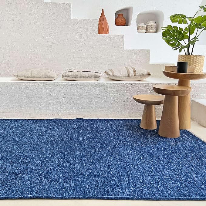 Alfa Rich 3x5 Dark Blue Washable Area Rugs for Living Room Bedroom Kitchen Cotton Decor Solid Runner