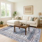Washable Area Rug. Modern Farmhouse. Vintage. Turkish. Bohemian. Distressed. Oriental. Traditional. Rugs for Living Room. Dining. Bedroom. Office. Entryway. Foyer. (859NC, 7'5" x 9'8")