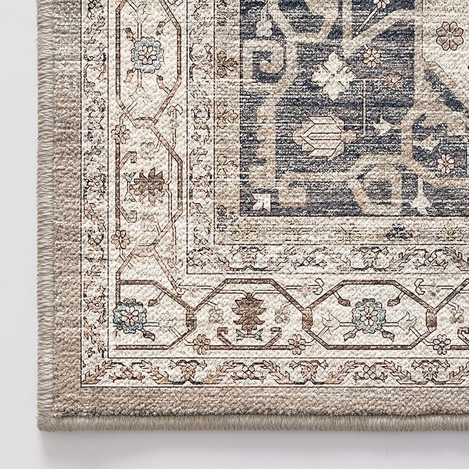 LUMI Washable Area Rug for Living Room, 5x8 Ultra Soft Traditional Rugs Non Slip with Rubber Backing, Low Profile, High Traffic, Stain Resistant Carpets, Ideal for Bedroom, Dining Room, Indoor