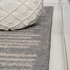 JONATHAN Y Khalil Modern Berber Stripe Gray/Cream Indoor Area Rug, 8x10, Contemporary, Bohemian, Easy-Cleaning for Living Room, Bedroom, Kitchen, Pet Friendly, Non-Shedding (MOH207G-8)