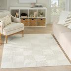 Nourison Home Textured Home Ivory 3'11" x 5'11" Area Rug - Easy Clean, Non Shedding, Bed Room, Living Room, Dining Room, Kitchen (4' x 6')