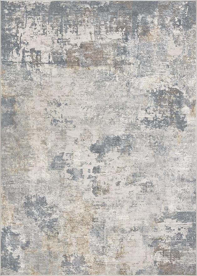 10x13 Area Rug Living Room Rugs - Washable Neutral Modern Abstract Soft Thin Rug Indoor Floor No Slip Rug Carpet for Bedroom Under Dining Table Home Office Decor - Blue Grey