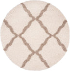 SAFAVIEH Dallas Shag Collection Area Rug - 10' Round, Ivory & Beige, Trellis Design, Non-Shedding & Easy Care, 1.5-inch Thick Ideal for High Traffic Areas in Living Room, Bedroom (SGD257B)