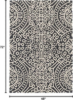 Dash & Albert Temple Charcoal Hand Micro Hooked Wool Rug, 4 X 6 Feet, Grey Geometric Pattern