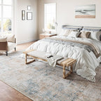 9x12 Area Rug Beige Blue Abstract Living Room Bedroom Washable Carpet Neutral Modern Non Slip Soft Low Pile Large Throw Rug for Dining Room Kitchen Office