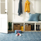 Dash and Albert Kota Machine Washable Area Rug - 3' x 5' Indigo - Diamond Accent Rug - Anti-Slip Backing, Lightweight, Machine Washable, High Traffic Areas Kitchen, Mudroom, Laundry Room