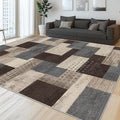 Modern Geometric Patchwork Indoor Area Rug for Living Room, Blue-Taupe 8'x 10' Large Rug Rockwood Collection Hardwood Floors Decor for Bedroom, Blue Throw Carpet for Office Entryway Dining Room