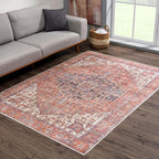 Bloom Rugs Washable 8' x 10' Rug - Red/Orange/Beige Traditional Area Rug for Living Room, Bedroom, Dining Room, and Kitchen - Exact Size: 8' x 10'