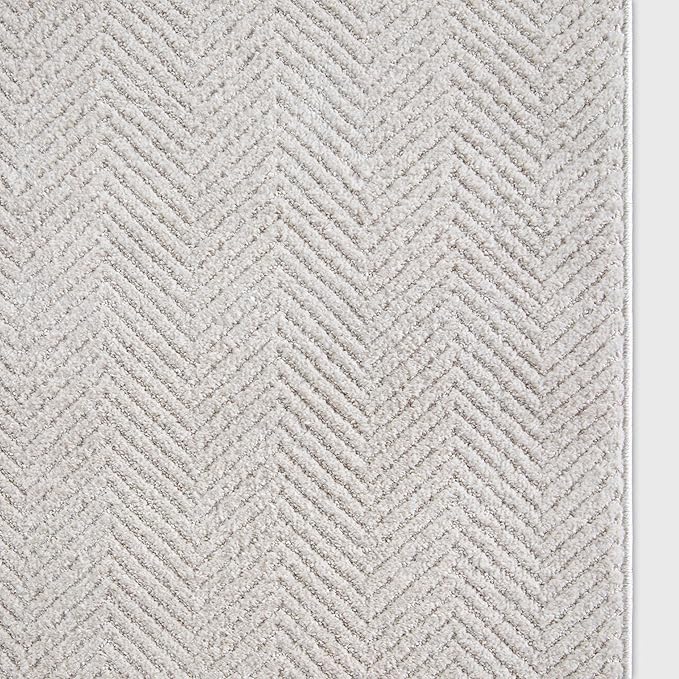 Well Woven Custom Size Hallway & Stair Runner- Harlow Pompeii Ivory 27 Inches Wide x 75 Feet Long Runner (27" x 75') Runner Rug - Modern Chevron Pattern, Ultra-Soft, Easy-Clean