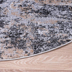 Rugs.com Leipzig Collection Rug – 5 Ft Round Beige Low-Pile Rug Perfect for Kitchens, Dining Rooms