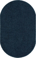 Unique Loom Solid Shag Collection Area Rug (5' 1" x 8' Oval, Sapphire Blue/ Navy Blue)