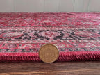 GLN Rugs Traditional Collection - Machine Washable Area Rug, Traditional Washable, Non Slip, Low Pile Chenille Rug, Living Room, Bedroom, Kitchen Rug (6' x 9' Dark Red)