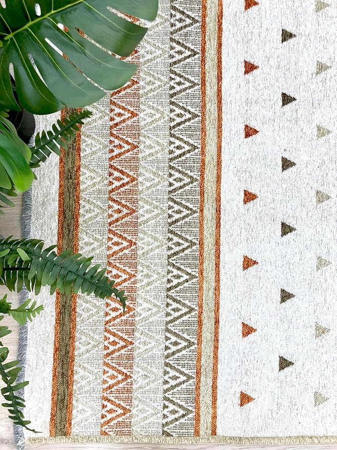 Alfa Rich 5x8 Beige Terracotta Washable Area Rugs for Living Room Kitchen Bedroom Decor Rug