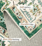 zesthome 9x12 Area Rugs,Stain Resistant Washable Rug,Ultra-Thin Rugs for Living Room,Bedroom,Non-Slip Backing Home Decor Large Area Rug (Green,9'x12')