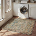 Entryway Area Rug 2x3 Washable Vintage Carpet Non Slip Indoor Kitchen Door Mat Retro Traditional Entrance Accent Throw Small Rug Brick Red for Bathroom Office Bedroom Dining Living Room