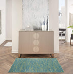 Nourison Home Nourison Essentials Blue Green 3' x 5' Area Rug - Easy Clean, Non Shedding, Bed Room, Living Room, Dining Room, Kitchen (3' x 5')