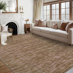 RUGSREAL 9x12 Solid Area Rug for Living Room Bedroom Washable Dining Room Throw Carpet with Rubber Backing Rug Large Modern Solid Color Rug Contemporary Area Rug for Home Office, Taupe