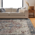 RUGGABLE Washable Area Rug – Kamran Royal Blue 10x14, Stain-Resistant, Non-Slip – Large Machine Washable Rugs for Living Room, Bedroom, Hallway, Entryway & Office–with Standard Pad