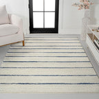 JONATHAN Y Williamsburg Minimalist Stripe Cream/Navy Indoor Area Rug, 4x6, Contemporary, Modern, Easy-Cleaning for Living Room, Bedroom, Kitchen, Pet Friendly, Non-Shedding (MOH201E-4)