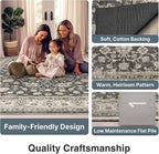 Well Woven Asha Rome Black 3'3" x 5' Area Rug - Oriental Floral Pattern, Easy Clean, Floor-Friendly Backing - for Living Room, Bedroom, and Dining Room