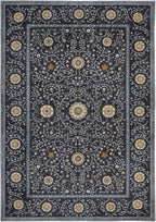 GarveeHome Boho 6x9 Area Rug for Living Room, Floral Vintage Rugs for Bedroom with Soft Low Pile, Non Slip Stain Resistant Botanical Washable Rug 6x9 for Dining Room Blue Carpet for Dorm Office