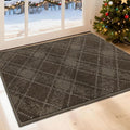 COSY HOMEER Plaid Door Mat 24" x 36",Dirt Trapper Entryway Rugs,Non-Slip Washable Farmhouse Doormat,Low Profile Welcome Mats for Paws Brown