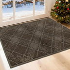 COSY HOMEER Plaid Door Mat 24" x 36",Dirt Trapper Entryway Rugs,Non-Slip Washable Farmhouse Doormat,Low Profile Welcome Mats for Paws Brown