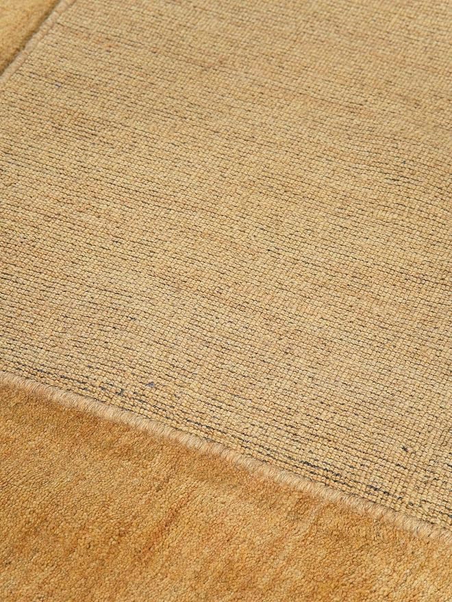 Hand Knotted Loom Wool ECO-Friendly Area Rugs - 3'x5', Rectangle, Gold Color, Solid Plain Design, High Pile Thick Handmade Anti Skid Area Rugs for Living Room, Bed Room (L00111)