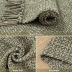 Collive Washable Runner Rugs for Hallways, 2' x 5' Natural/Green Entryway Runner Rug Soft Hand-Woven Contemporary Modern Laundry Room Indoor Carpet for Bathroom Bedroom Kitchen Front Door