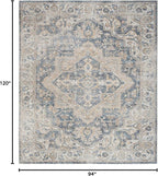 Nourison Home Astra Machine Washable Traditional Grey/Blue 7'10" x 10' Area Rug, Easy Clean, Non Shedding, Bed Room, Living Room, Dining Room, Kitchen (8x10)