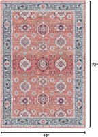Dripex Vintage Washable Area Rug - 4x6 Distressed Rugs for Living Room Bedroom Oriental Medallion Floral Print Carpet Low-Pile Indoor Soft Non-Slip Accent Rug Farmhouse Office Home Decor