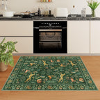 DUKINO 3x5 Rug, Washable Animal Area Rug with Non Slip Vintage Design, Indoor Soft Low Pile Carpet for Bedroom, Nursery, Dining Room, Farmhouse, Playroom, Green