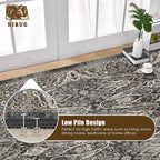 Washable Area Rug 6' x 9' Vintage Traditional Persian Mat - Foldable Distressed Non-Slip Machine Washable Carpet for Living Room Bedroom Kitchen Home Decor - Ebony and Taupe