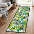 Green Botanical Tropical Leaves Rug 1.3x7ft - Non-Slip Washable Runner, Soft Durable Floor Mat for Hallway, Kitchen, Bedside, Entryway Home Decor