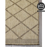 FH Home Flat Woven Outdoor Rug - Waterproof, Easy to Clean, Stain Resistant - Premium Polypropylene Yarn - Moroccan Geometric Lattice - Patio, Porch, Deck, Balcony - Tunis - Sand - 5ft 4in x 7ft 6in