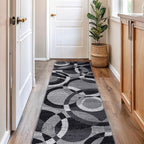 Rugshop Contemporary Abstract Circles Perfect for high Traffic Areas of Your Living Room,Bedroom,Home Office,Kitchen Runner Rug 2'7" x 8' Gray