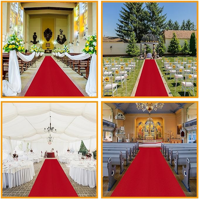 Ottomanson 6'6" x 45' Hallway Runner with Scraper Pile Extra Durable Non-Slip Rug Mat for Indoor & Outdoor Use - Ideal for Kitchen, Entryway, Patio & Garage - High-Traffic Carpet, Red