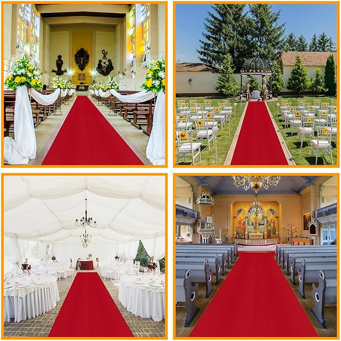 Ottomanson 6'6" x 49' Hallway Runner with Scraper Pile Extra Durable Non-Slip Rug Mat for Indoor & Outdoor Use - Ideal for Kitchen, Entryway, Patio & Garage - High-Traffic Carpet, Red
