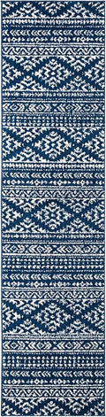 SAFAVIEH Tulum Collection Runner Rug - 2' x 21', Navy & Ivory, Moroccan Boho Tribal Design, Non-Shedding & Easy to Clean, Ideal for Living Room, Hallway, Foyer, Bedroom (TUL272N)
