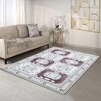 Fame Living Faded Oushak Rug, Turkish Vintage Floral Pastel Large Oversized Area Rugs for Living Room Dining Bedroom Kitchen Bathroom Nursery (848CrRd, 2'5" x 9'8")