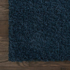 Unique Loom Solid Shag Collection Area Rug (5' 1" Square, Sapphire Blue/ Navy Blue)