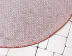Unique Loom Outdoor Trellis Collection Area Rug - Tribal Trellis (5' 3" Round, Rust Red/ Ivory)